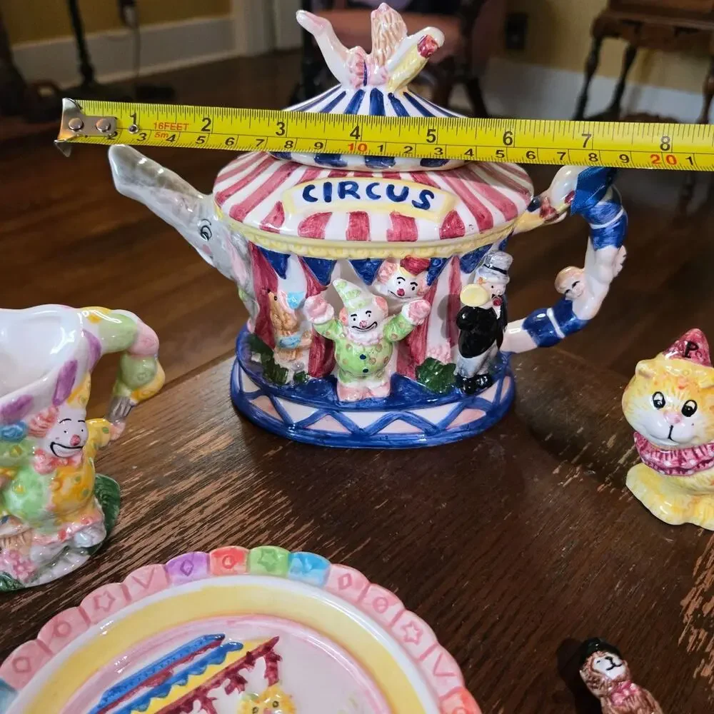 Vintage 1995 Mercuries Circus Mini Tea Set 12 Piece Tea Party Set